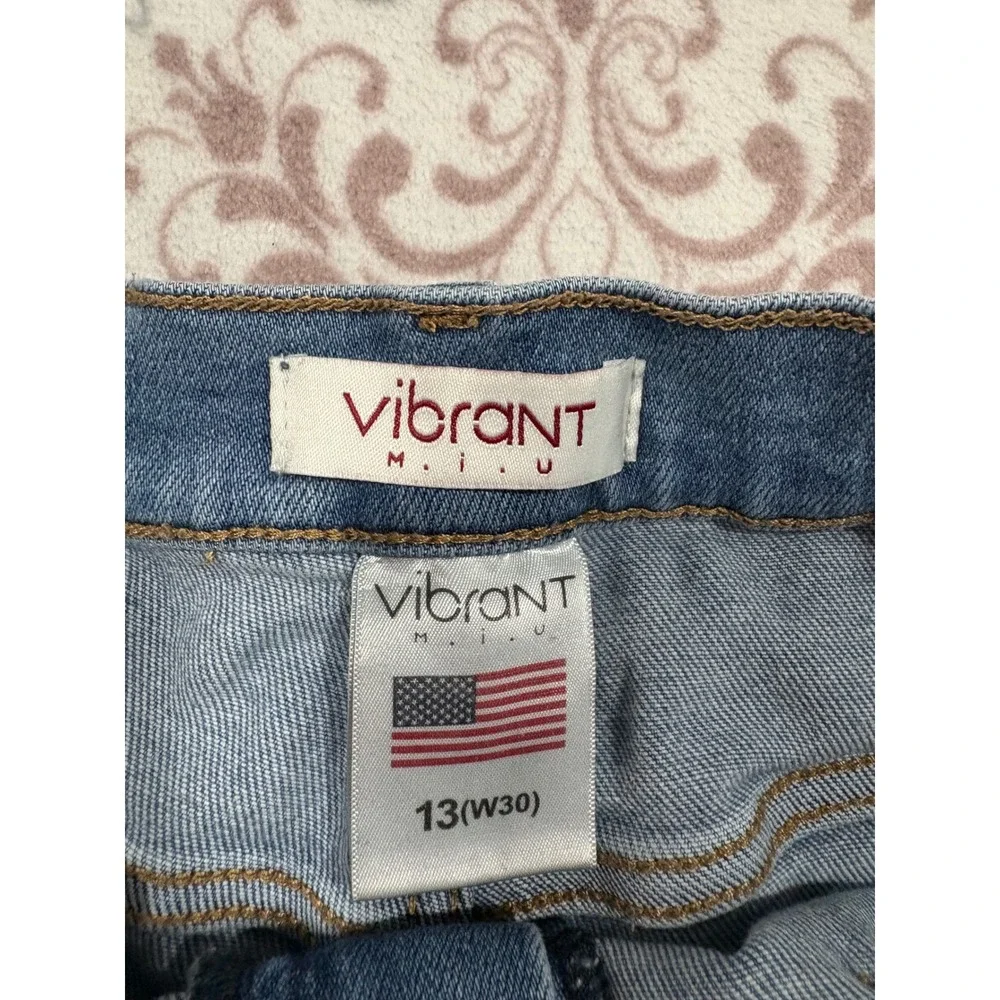 Vibrant MIU High Rise Distressed Skinny Jeans Blue Medium Wash Size 13 W30 EP18